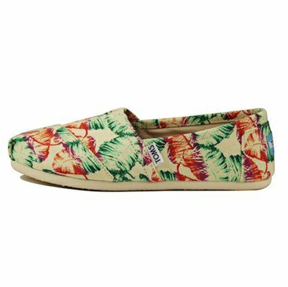 TOMS Tropical Leaf Print Shoes sz 5 - Picture 2 of 4